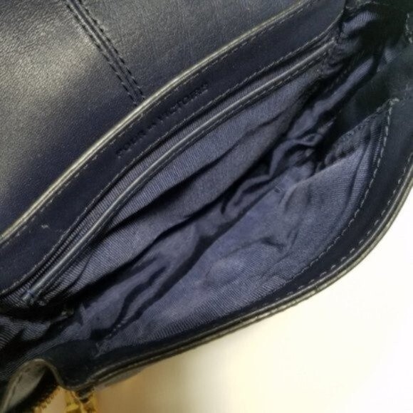 Pour la Victoire navy blue gold chain Alsace crossbody purse and dust bag - Picture 4 of 8